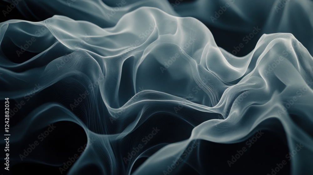 Obraz premium Abstract Flowing Smoke Texture on Black Background