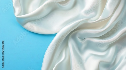 White silk fabric, blue background