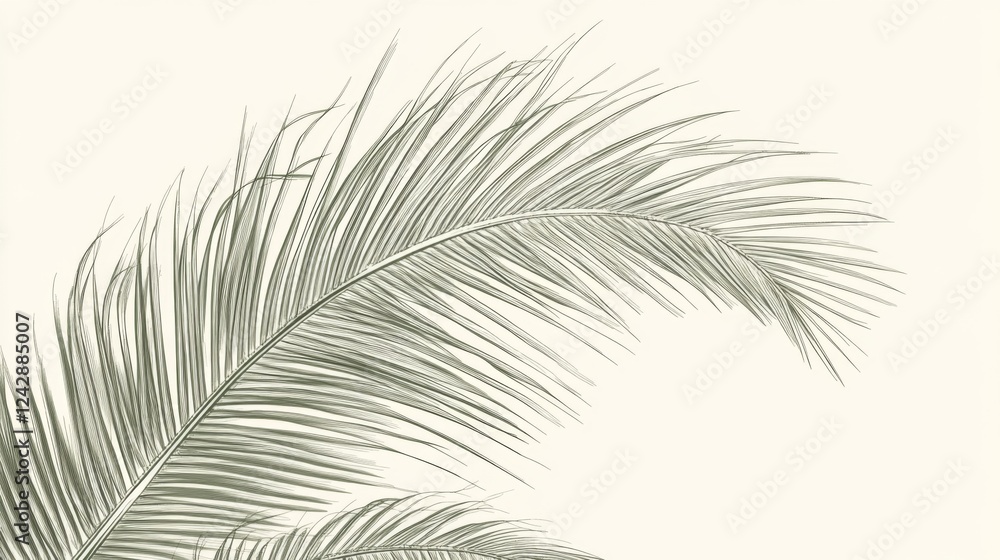 Fototapeta premium Tropical palm leaves, elegant design, white background, nature