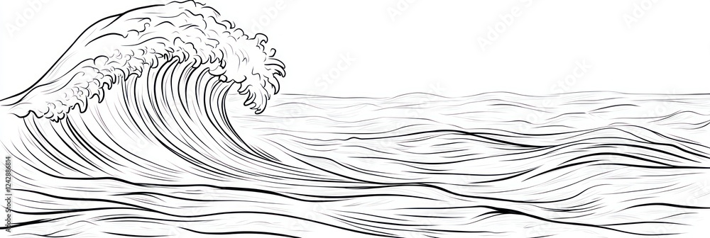A large ocean wave crashes over smaller waves A large ocean wave crashes over smaller waves