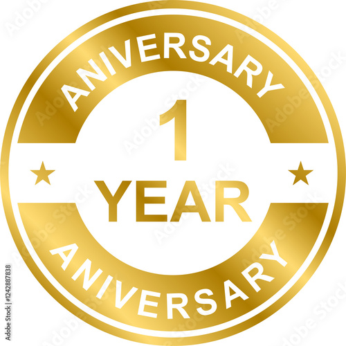 1 year anniversary gold icon for graphic design, logo, website, social media, mobile app, UI illustration