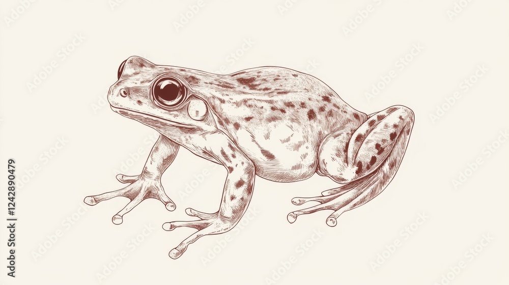 Naklejka premium Detailed frog drawing, wildlife illustration, nature study, educational resource