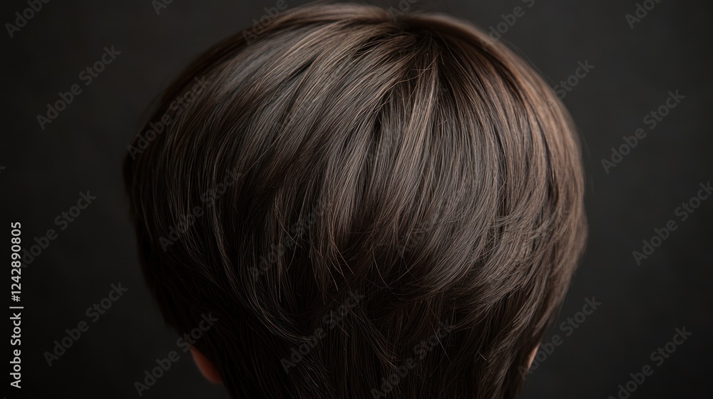 Naklejka premium Close-up Back View of Short Brown Hair, Studio Shot