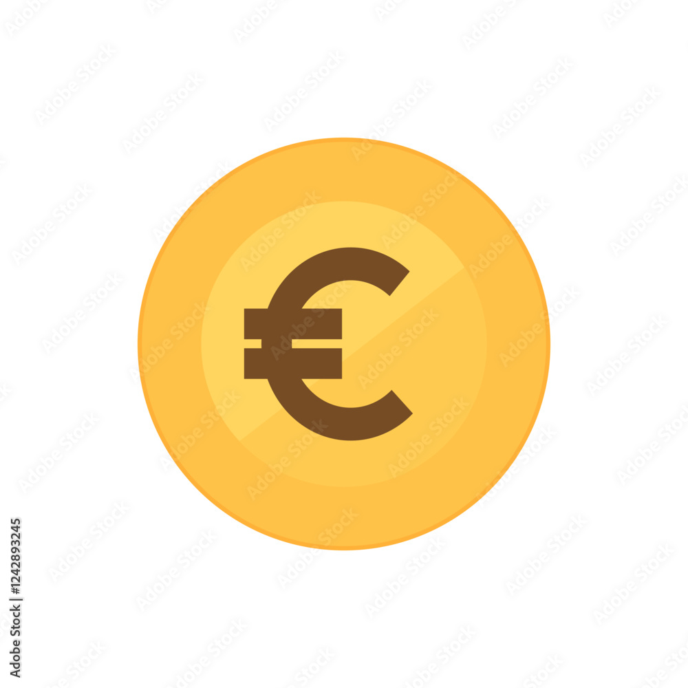 Gold Euro coin icon. Flat vector icon isolated on a white background Gold Euro coin icon. Flat vector icon isolated on a white background