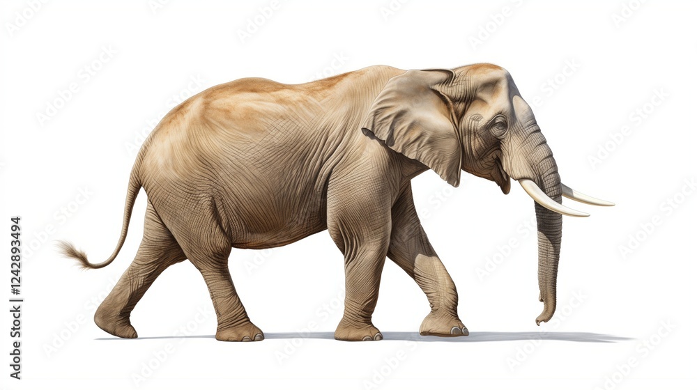 Obraz premium Realistic side view of walking Asian Elephant isolated on white background