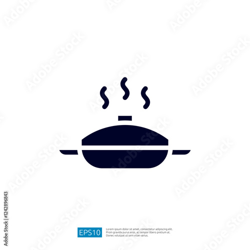 Cooking Pot With Steam Rising Above It Indicating Deliciousness And Culinary Activity In A Kitchen Environment