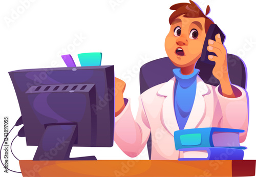 Doctor Table with Laptop