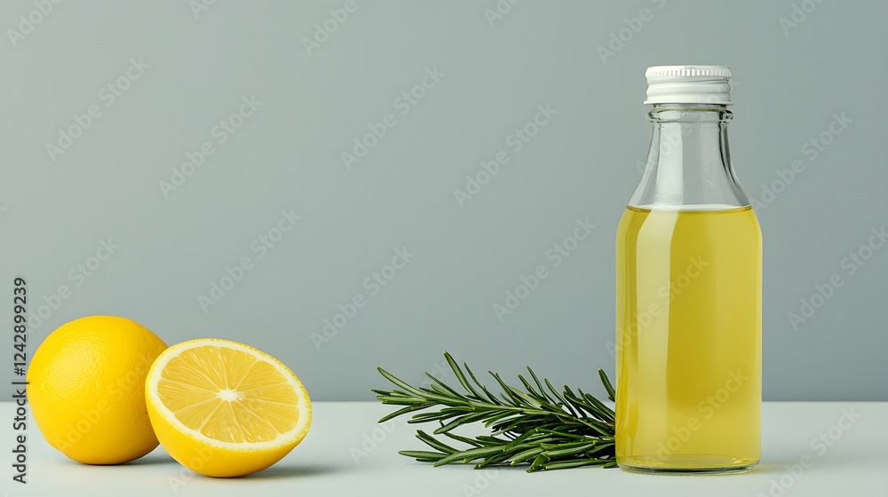 Refreshing Lemon and Rosemary Infused Oil for Culinary Delights and Vibrant Recipes. sports drinks fitness health Concept Refreshing Lemon and Rosemary Infused Oil for Culinary Delights and Vibrant Recipes. sports drinks fitness health Concept