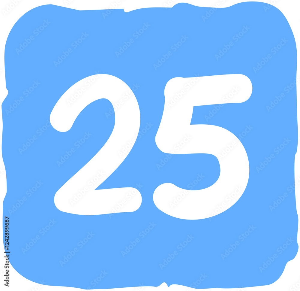 Square Shape Calendar Number 25 