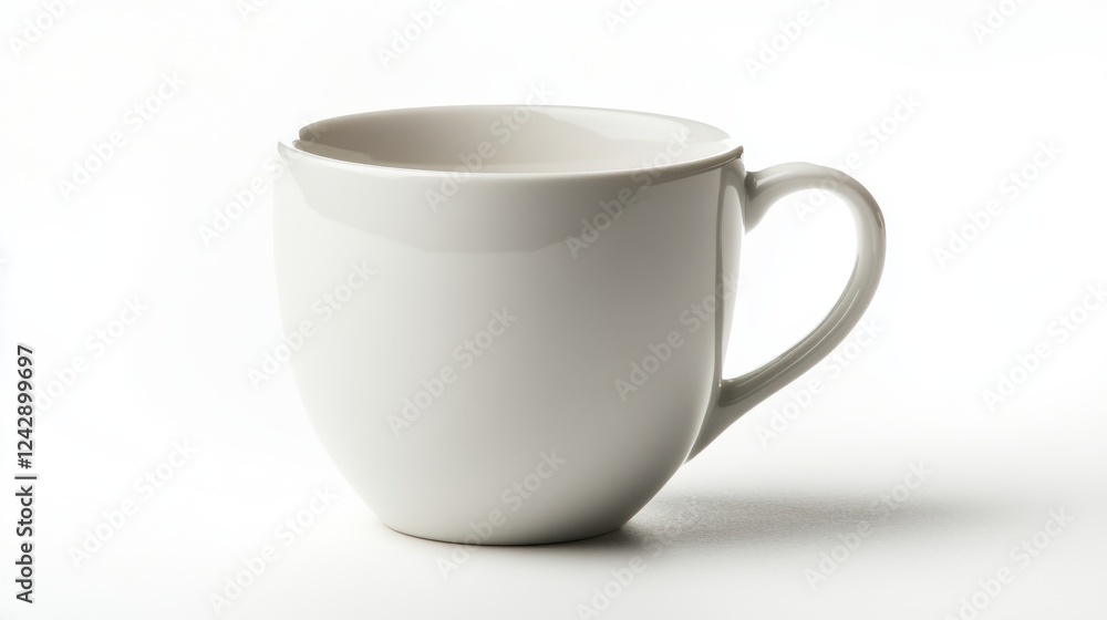White ceramic mug, slightly chipped, isolated on white background, studio shot, for design mockups White ceramic mug, slightly chipped, isolated on white background, studio shot, for design mockups