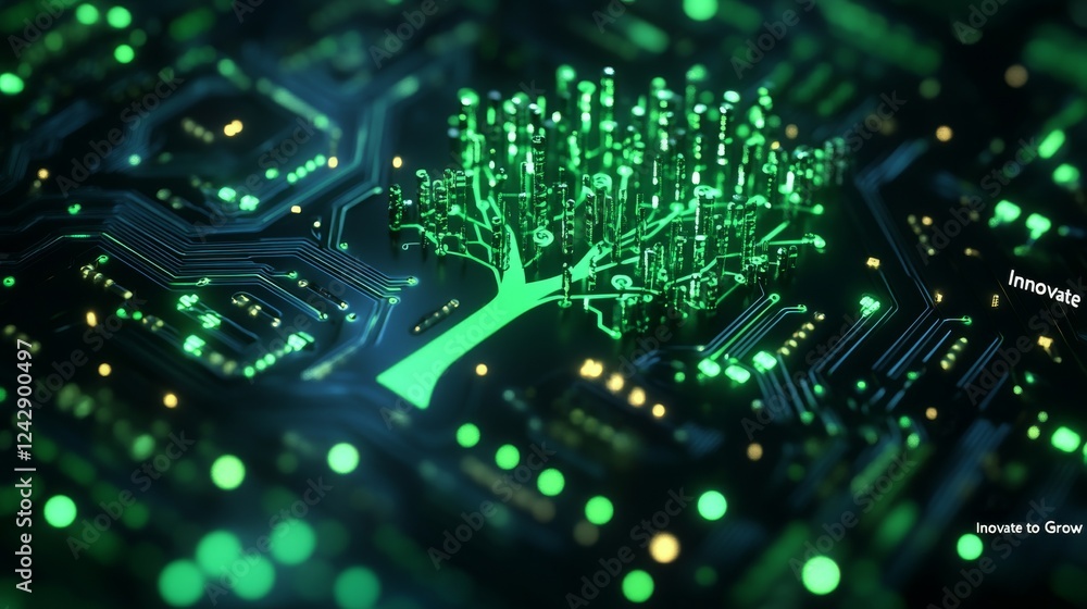 Obraz premium Innovative tree of life digital landscape technology illustration futuristic environment