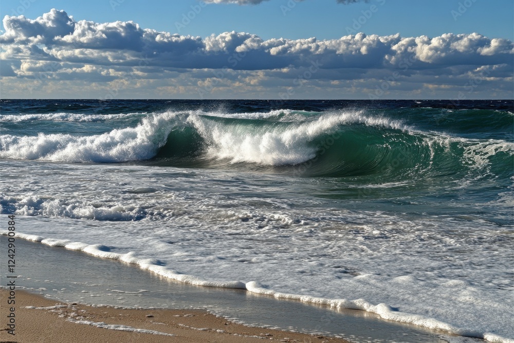 Fototapeta premium Tranquil ocean waves at sunset with minimalistic dark tones for nature design