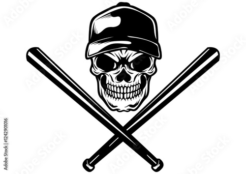 Wall Mural Baseball Skull Vector