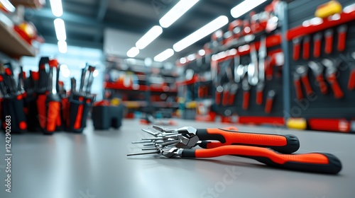 Wallpaper Mural Professional Tools Store Displaying Orange Pliers and Diverse Hand Tools Torontodigital.ca