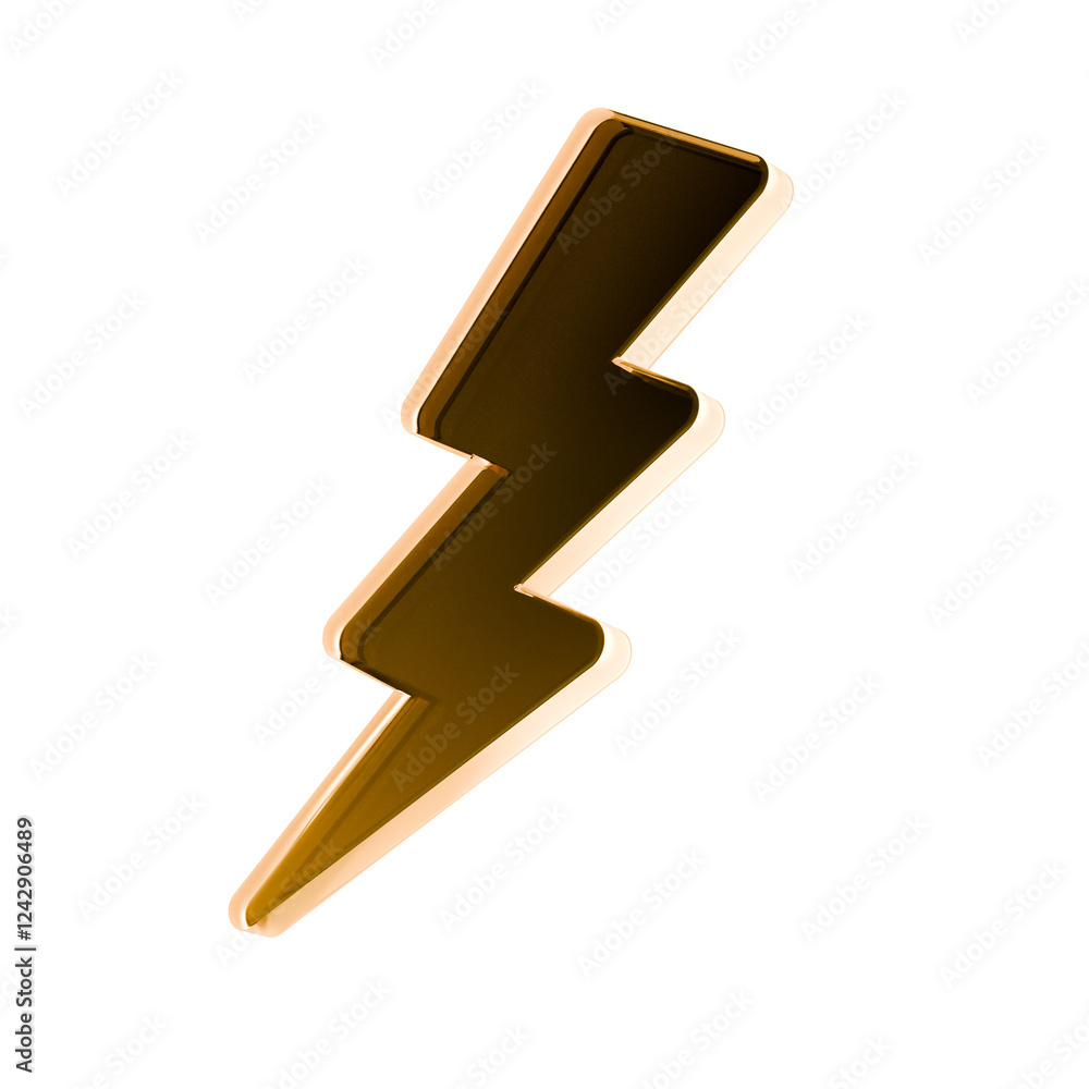 Stylized 3D Glass Thunderbolt – Transparent Energy Symbol