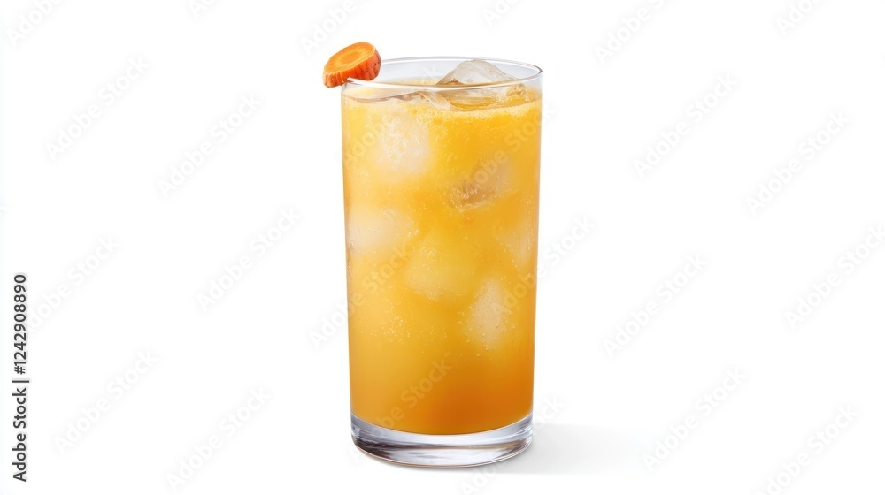 Refreshing Orange Carrot Cocktail with Ice in Tall Glass Refreshing Orange Carrot Cocktail with Ice in Tall Glass