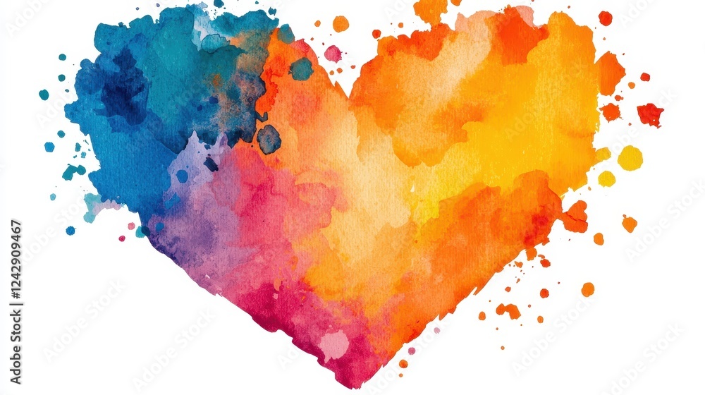 Fototapeta premium Valentine heart painting abstract art style gigapixel standard colorful splash vivid environment