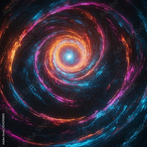 A vivid, glowing portal swirling with neon colors, opening in a pure white void.