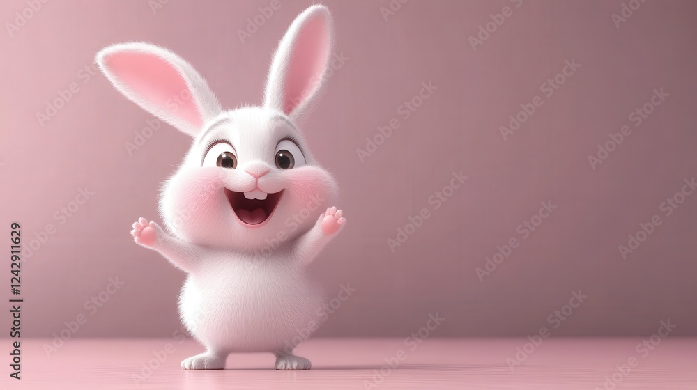 Fototapeta premium little cartoon rabbit. Selective focus