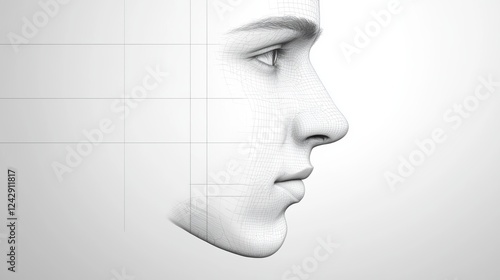 Wallpaper Mural Intricate face grid portrait, a detailed analysis of facial features, symmetry, and artistic expression through gridded overlay Torontodigital.ca