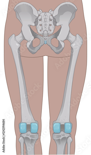 下肢の骨格のイラスト　lower limb bones illustration