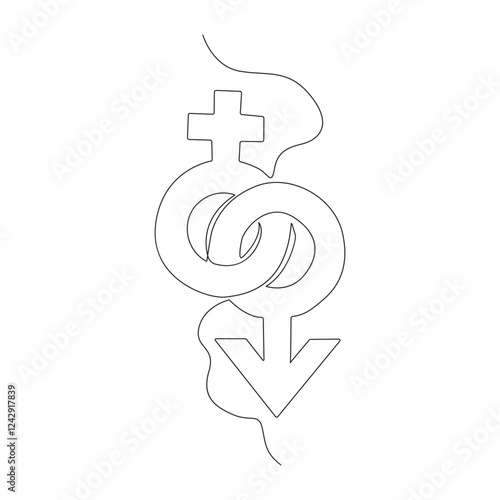 one line drawing of male and female gender sign icons.
