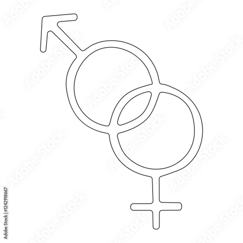 one line drawing of male and female gender sign icons.
