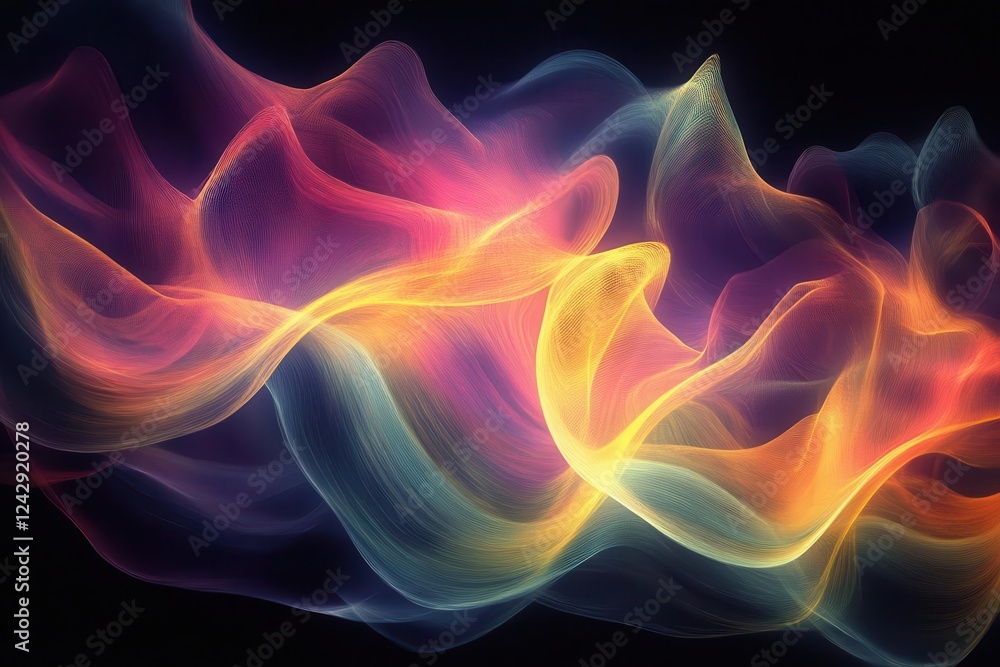 Fototapeta premium aurora borealis-inspired fluid art with shifting iridescent colors flowing across dark background, creating ethereal light patterns