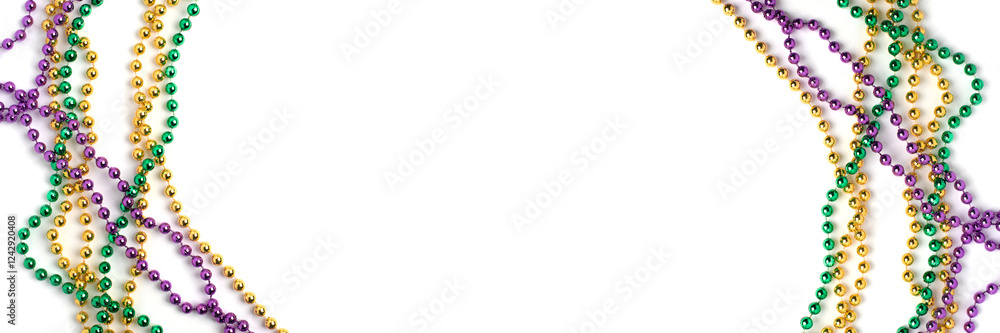 Mardi gras beads and mask isolated on white background Mardi gras beads and mask isolated on white background