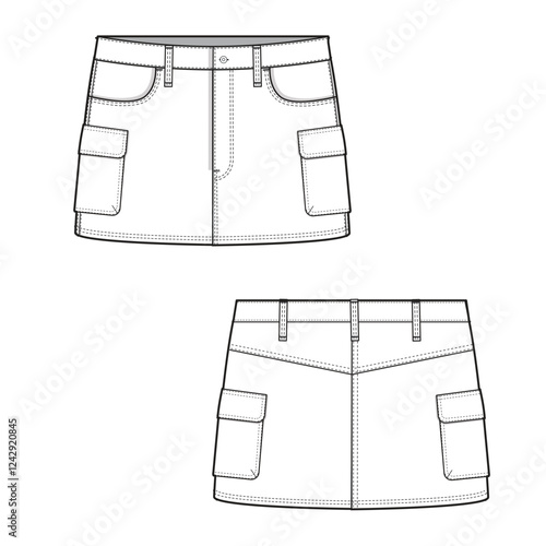 woman skirts mockup template clothing vector design