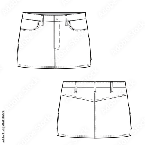 woman skirts mockup template clothing vector design