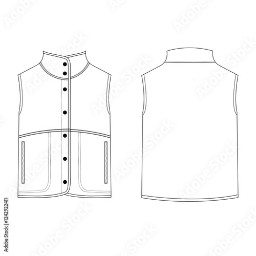woman vest mockup template clothing vector design