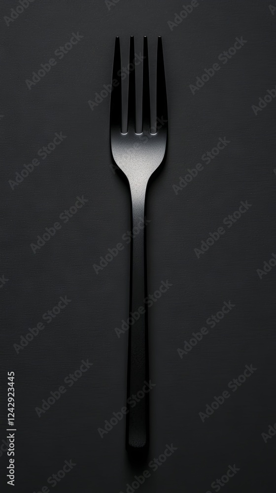 Black Fork on a Dark Background: A Minimalist Still Life Black Fork on a Dark Background: A Minimalist Still Life