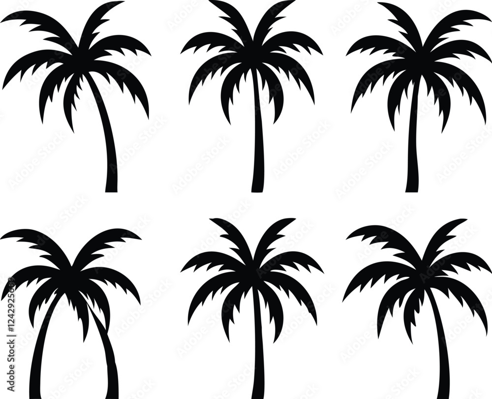 Fototapeta premium Palm tree silhouette. palm trees set.