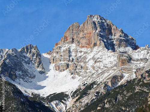 Winter view of Dolomiti Bellunesi against blue sky - Cortina d'Ampezzo photo