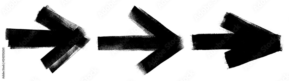 Fototapeta premium Arrow Grunge Roller Brush Vector Set