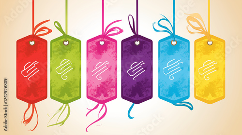 Retro Price Tag Design with Bright Colors and Paper Texture