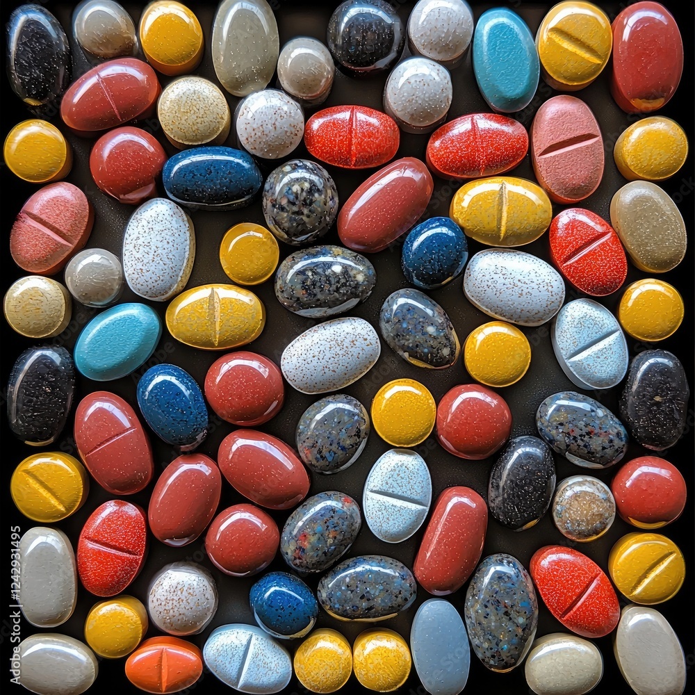 A complete set of a huge amount of different colorful happy-pills. A complete set of a huge amount of different colorful happy-pills.
