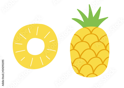 Pineapple tropical fruit abstract flat vector set