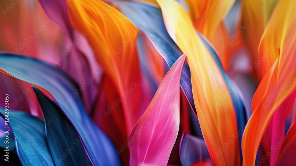 Fototapeta premium Abstract Colorful Leaves Background Texture in Blue, Orange, Yellow, Pink, and Red