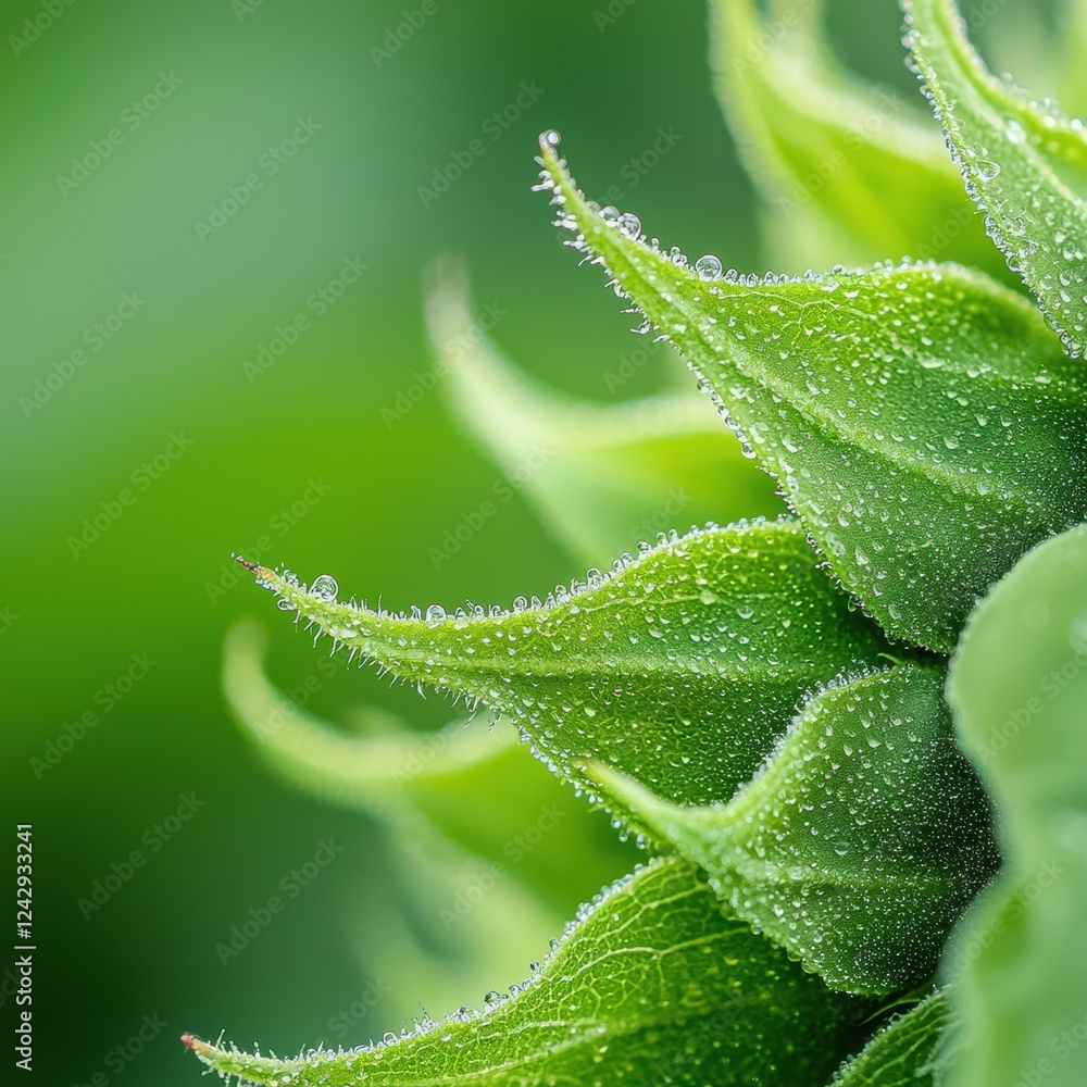 Exploring the Intricate Details of a Green Plant with Water Droplets in Stunning Macro Photography Exploring the Intricate Details of a Green Plant with Water Droplets in Stunning Macro Photography