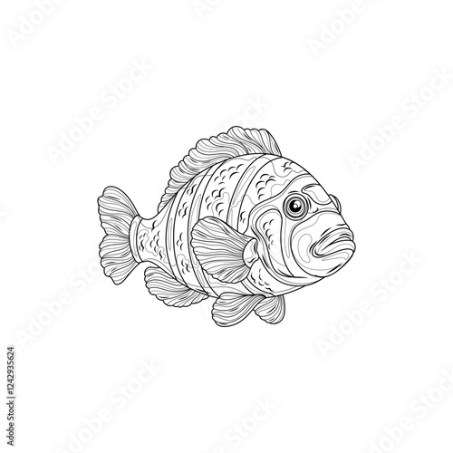 Ocean fish.Coloring book antistress for children and adults.