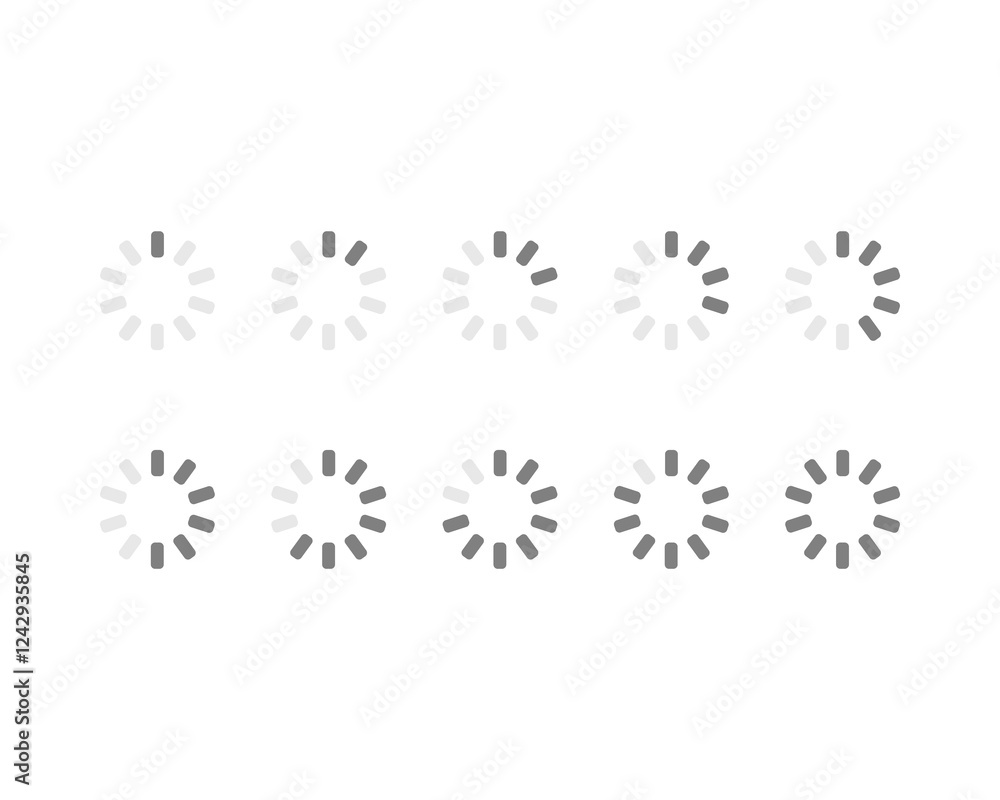 Collection Loading bar status icon. Vector illustration. Set of vector loaded icons. Download progress. Donload or Upload. Collection Loading bar status icon. Vector illustration. Set of vector loaded icons. Download progress. Donload or Upload.