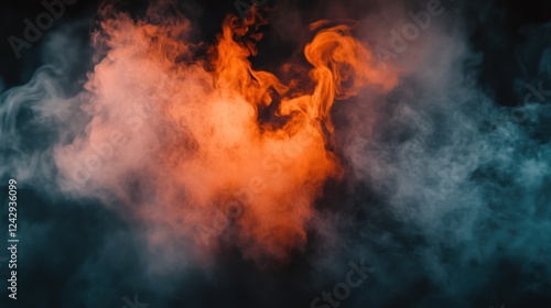 Wallpaper Mural Abstract Smoke Art: Fiery Orange and Teal Haze Torontodigital.ca