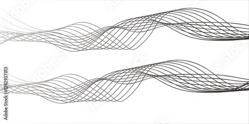 You're describing a **modern, abstract vector background** with **grey wavy streams, curved wave lines, and a sleek, flowing pattern.** This design could have a **minimalist and elegant aestheti