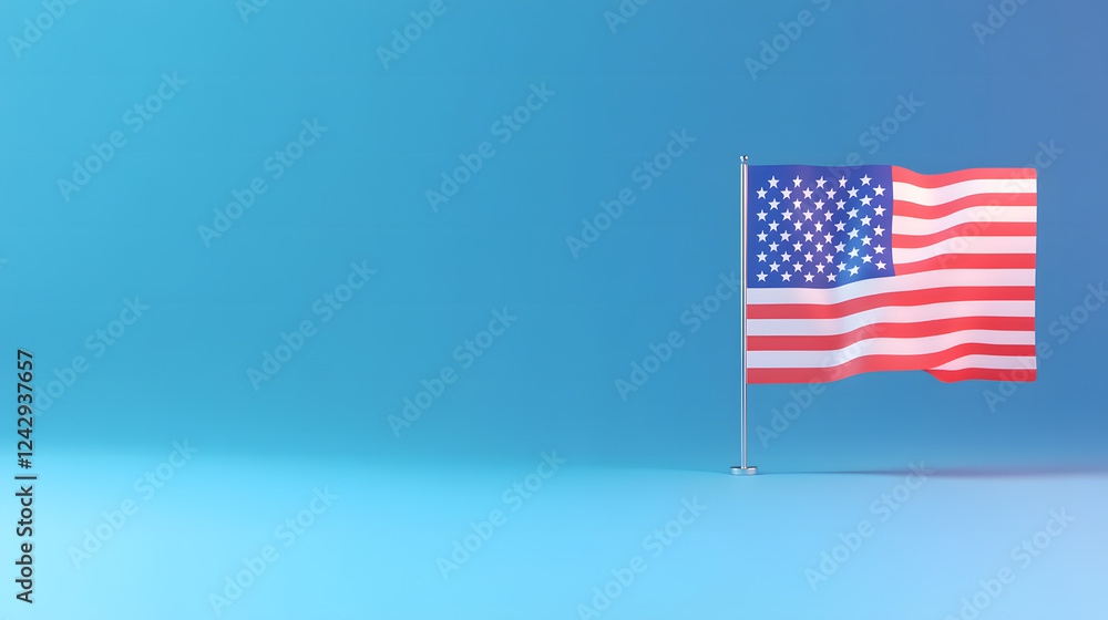 Fototapeta premium The American flag set against a soft, cloudy sky, offering a peaceful and patriotic atmosphere.