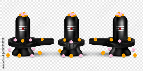 Happy Maha shivratri Shivling illustration, shiva lingam. Lord shiva shivling indian god woship with trishul vector illustration temple god