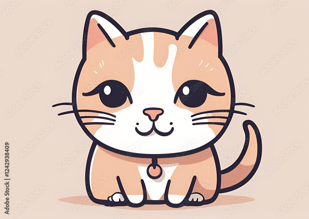 Fototapeta premium Adorable Orange and White Kitten Cartoon Illustration Cute Pet Kawaii Style