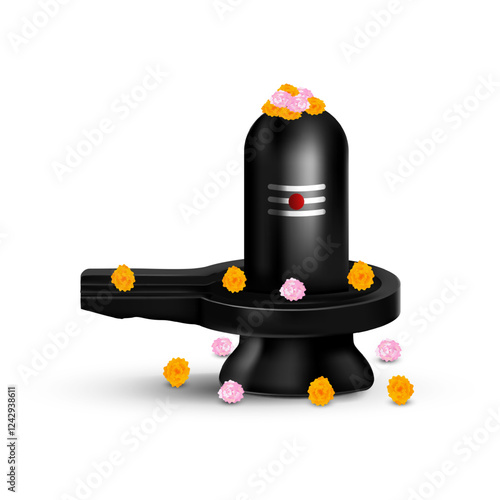 Happy Maha shivratri Shivling illustration, shiva lingam. Lord shiva shivling indian god woship with trishul vector illustration temple god