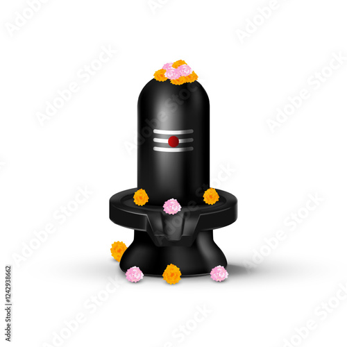Happy Maha shivratri Shivling illustration, shiva lingam. Lord shiva shivling indian god woship with trishul vector illustration temple god